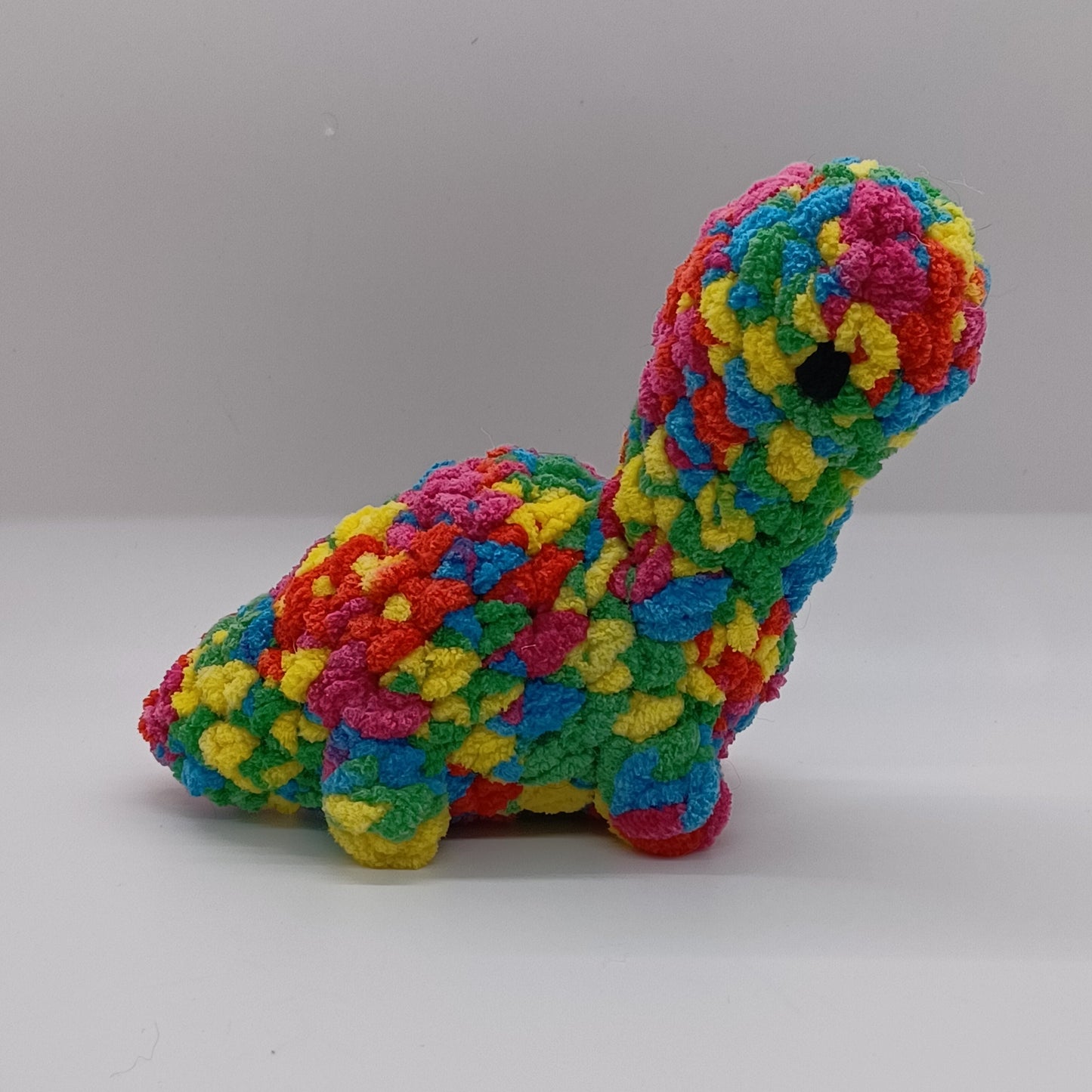 Small Brontosaurus Dinosaur Plush with Yarn Eyes