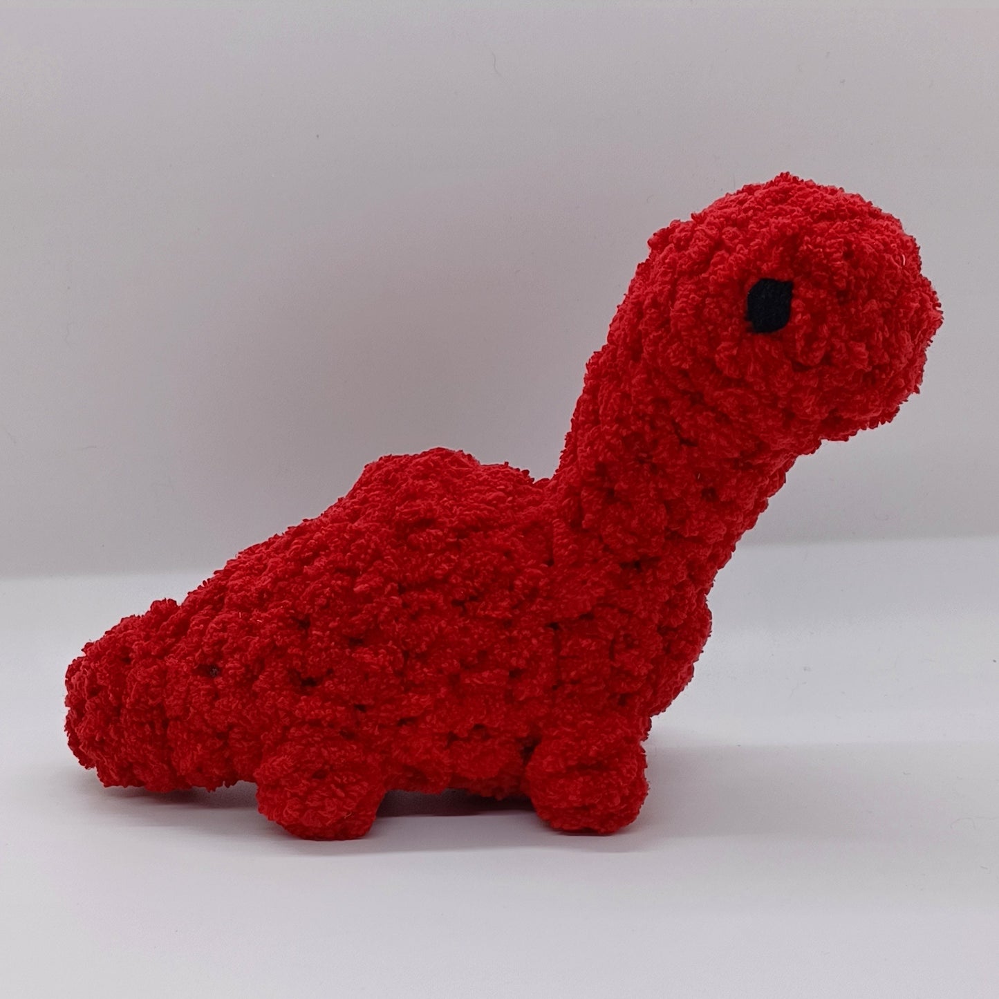 Small Brontosaurus Dinosaur Plush with Yarn Eyes