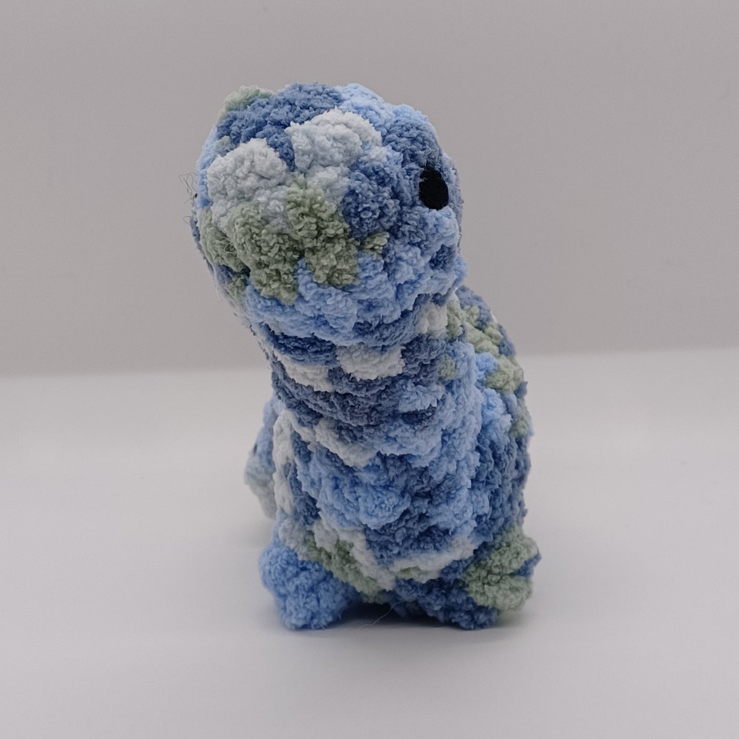 Small Brontosaurus Dinosaur Plush with Yarn Eyes