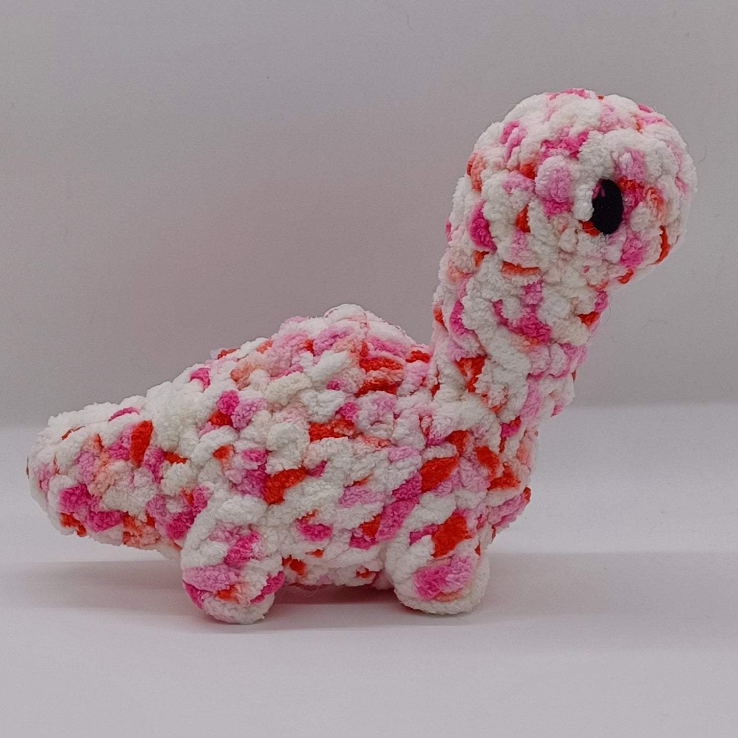 Small Brontosaurus Dinosaur Plush with Yarn Eyes