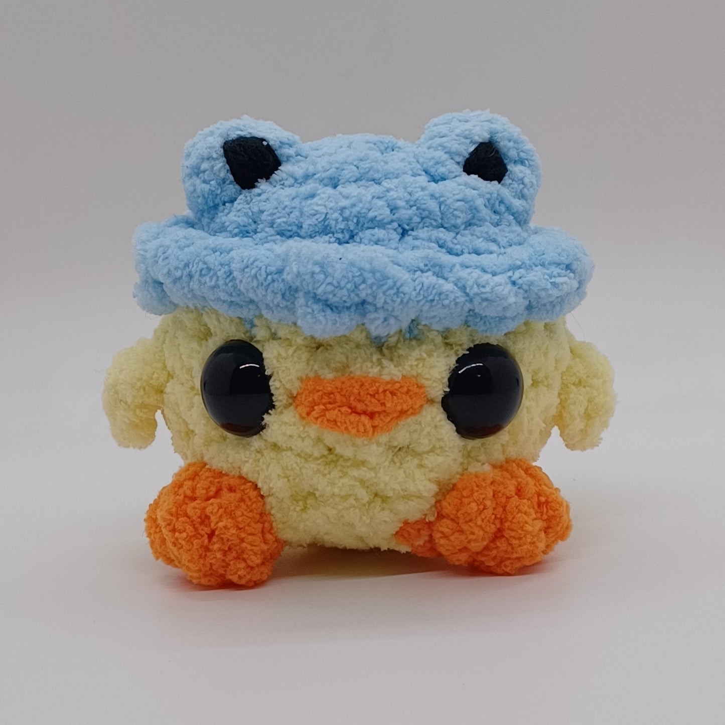 Mini Chick/Duck In Frog Hat Plush