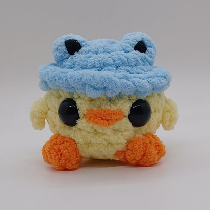 Mini Chick/Duck In Frog Hat Plush