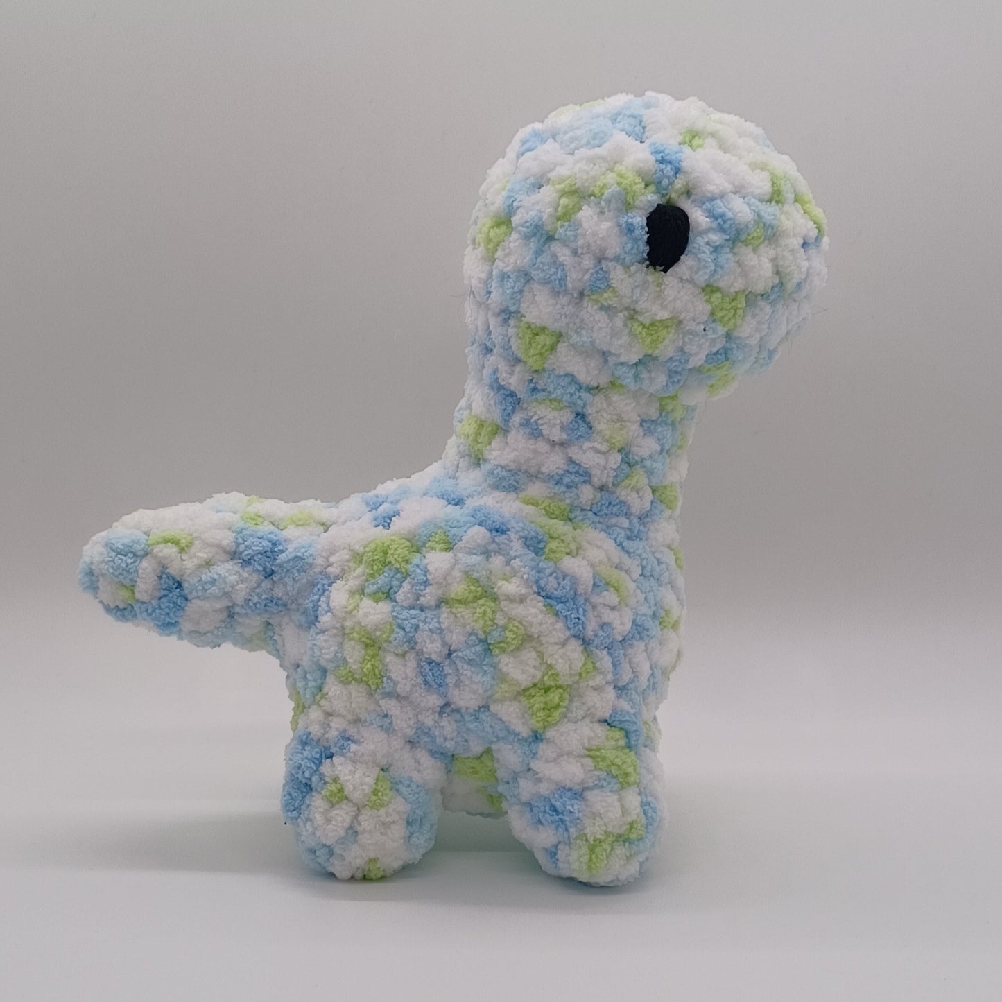 Small Long Neck Dino Plush with Yarn Eyes