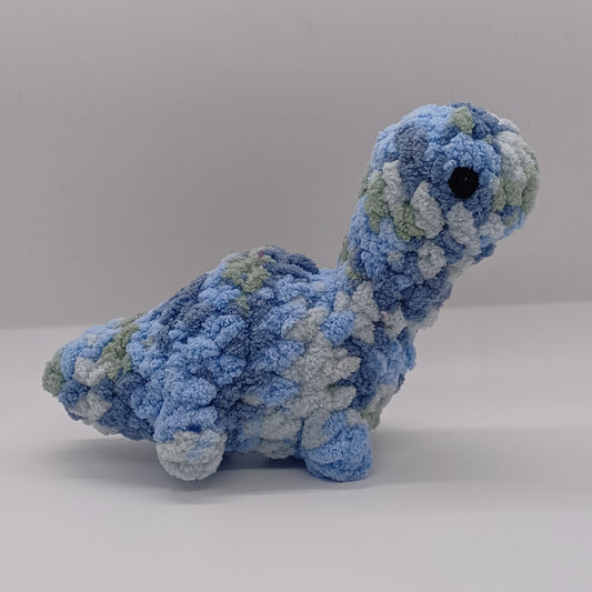 Small Brontosaurus Dinosaur Plush with Yarn Eyes