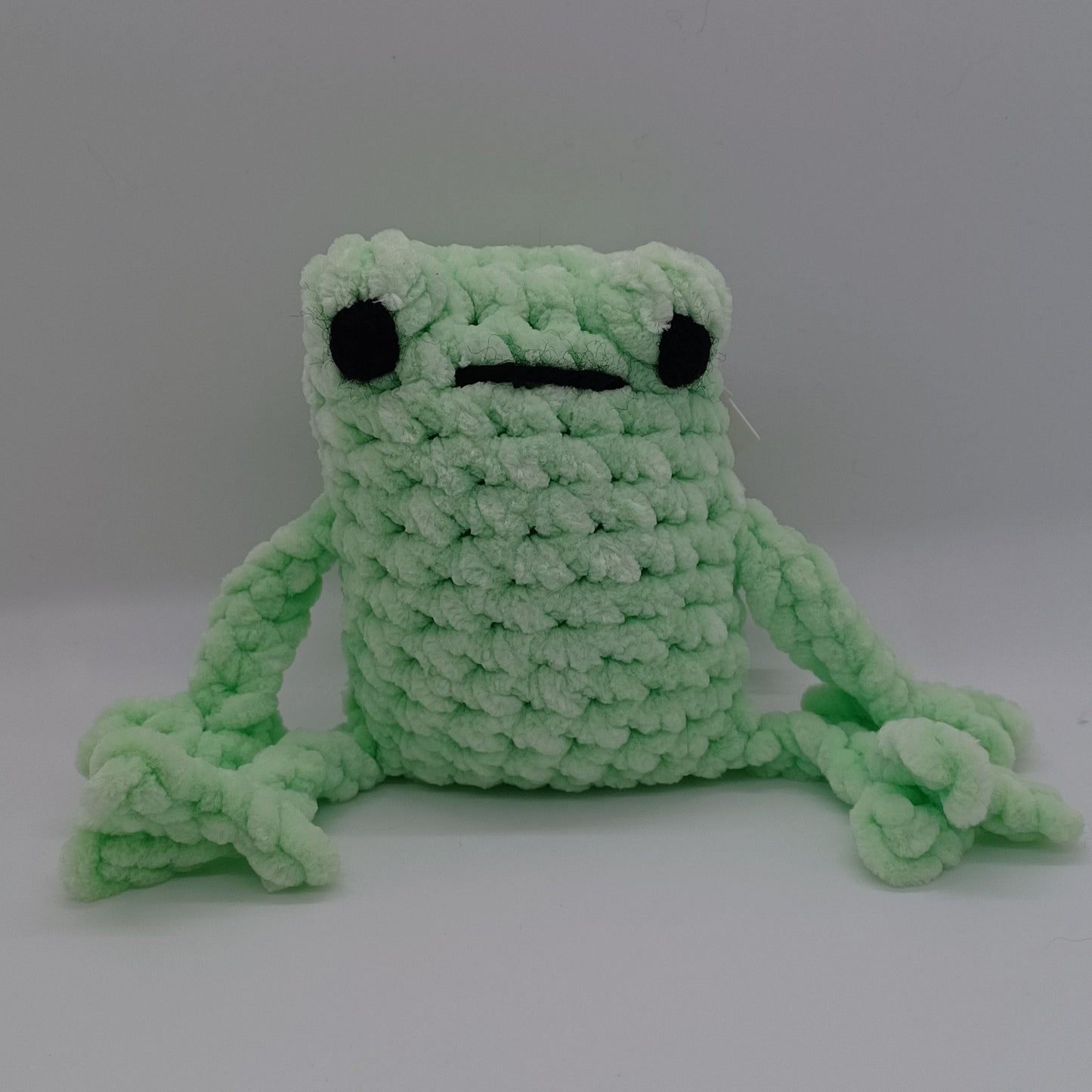 Leggy Frog Plush With Yarn Eyes