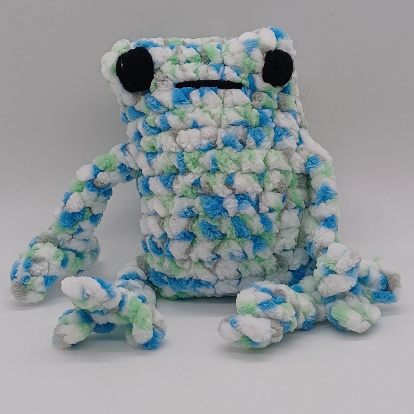 Leggy Frog Plush With Yarn Eyes