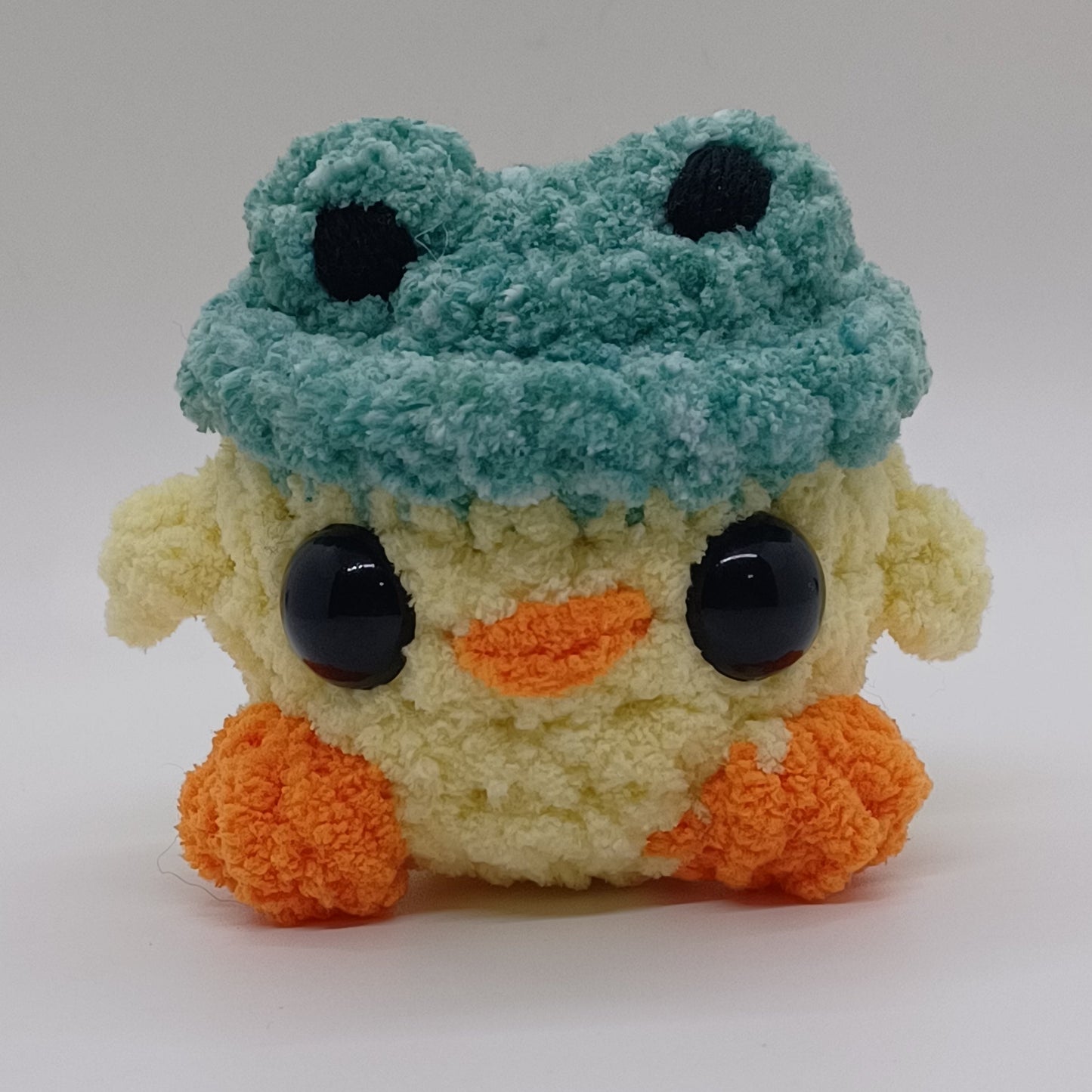 Mini Chick/Duck In Frog Hat Plush