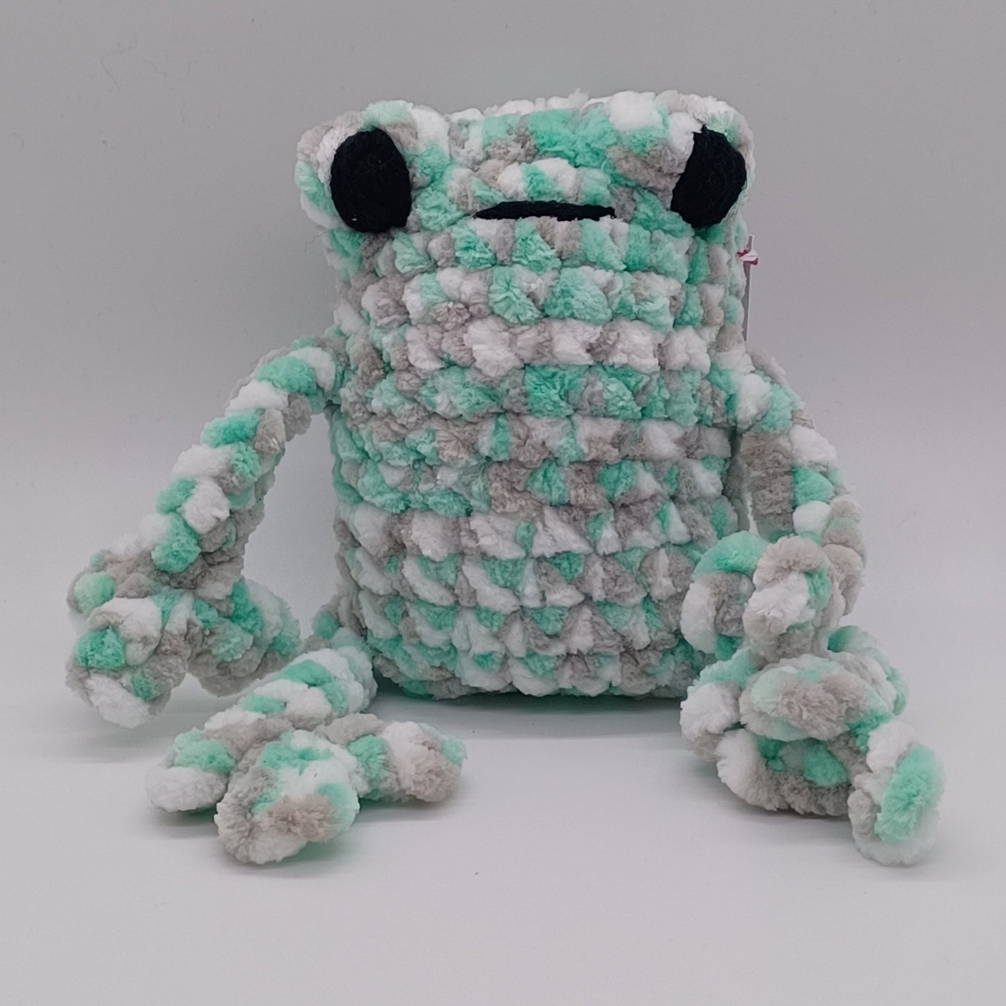 Leggy Frog Plush With Yarn Eyes