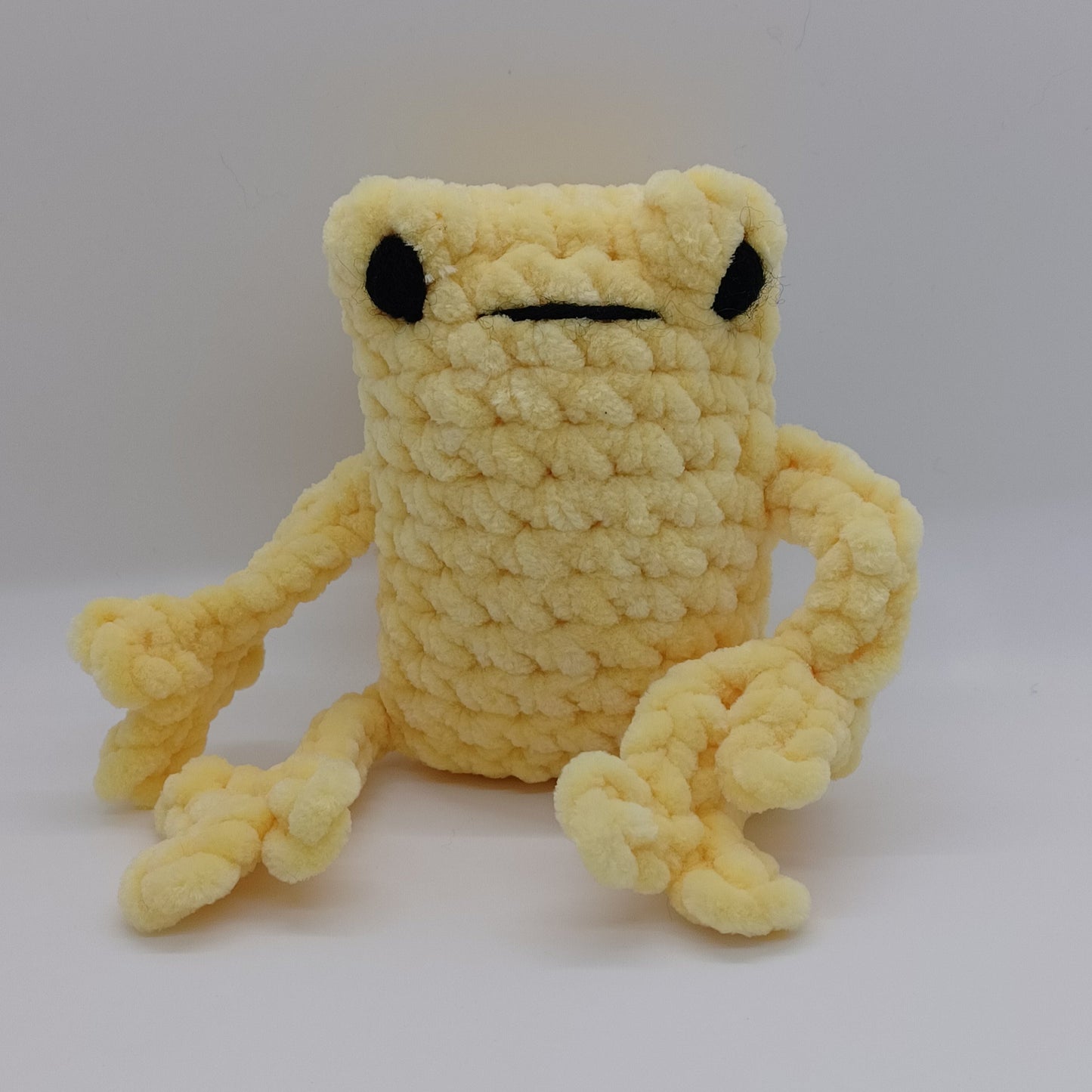 Leggy Frog Plush With Yarn Eyes