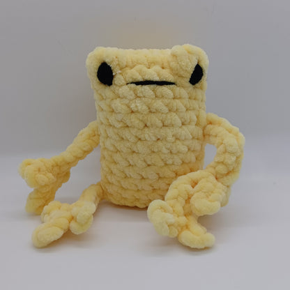 Leggy Frog Plush With Yarn Eyes