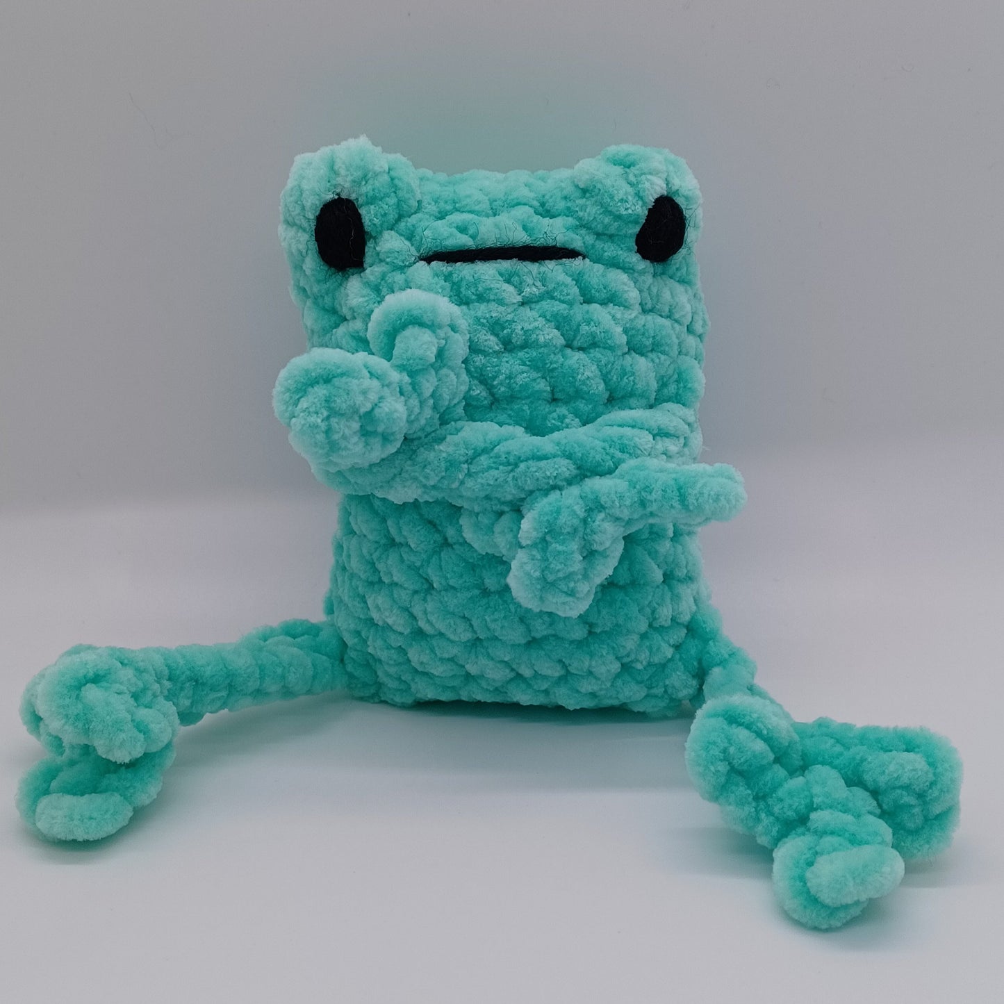 Leggy Frog Plush With Yarn Eyes